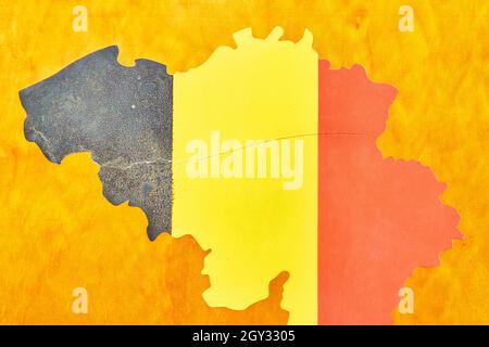 Dutch flag painted on wall with black, yellow, and red Stock Photo