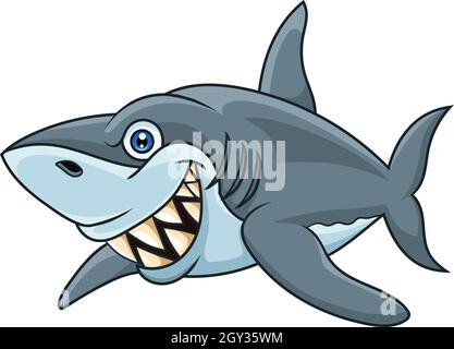 Cartoon shark isolated on white background Stock Vector