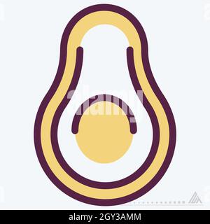Icon Avocado - Line Cut Style - Simple illustration, Editable stroke, Design template vector, Good for prints, posters, advertisements, announcements, Stock Vector