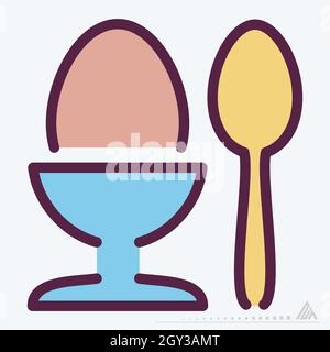 Icon Boiled Egg - Line Cut Style - Simple illustration, Editable stroke, Design template vector, Good for prints, posters, advertisements, announcemen Stock Vector