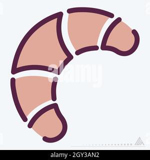 Icon Croissant - Line Cut Style - Simple illustration, Editable stroke, Design template vector, Good for prints, posters, advertisements, announcement Stock Vector