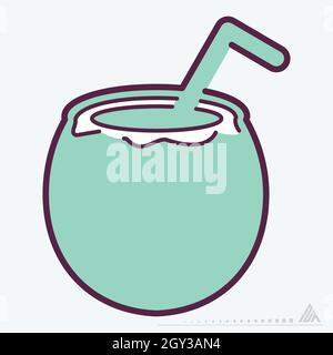 Icon Coconut - Line Cut Style - Simple illustration, Editable stroke, Design template vector, Good for prints, posters, advertisements, announcements, Stock Vector