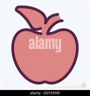 Icon Apple - Line Cut Style - Simple illustration, Editable stroke, Design template vector, Good for prints, posters, advertisements, announcements, i Stock Vector