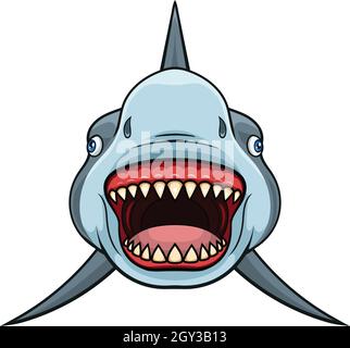 Cartoon shark with opened mouth Stock Vector Image & Art - Alamy