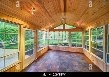 Empty interior home 3 season patio Stock Photo