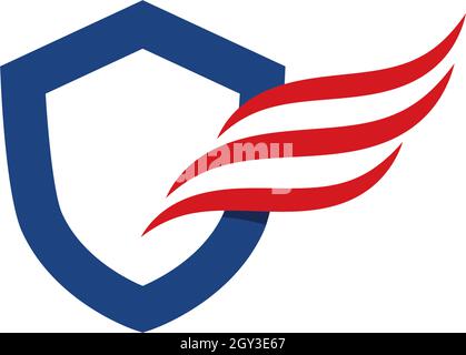 Shield with wing logo template vector illustration Stock Vector