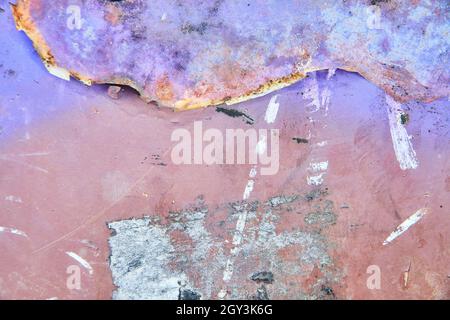 Texture detail of purple and pink rusted metal Stock Photo