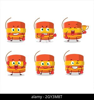 A sporty cylindrical firecracker boxing athlete cartoon mascot design. Vector illustration Stock Vector