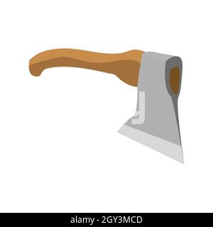 Axe with a wooden handle, flat design illustration Stock Vector