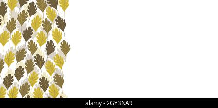 Floral web banner with drawn color autumn leaves. Nature concept design. Modern floral compositions with yellow, orange branches. Vector illustration Stock Vector