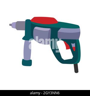 Corded drills can be used to drill gypsum, wood, and iron if only using a small drill bit vector illustration Stock Vector
