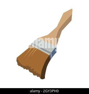 A wall brush with brown bristles and a wooden handle vector illustration Stock Vector