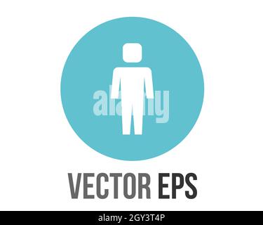The isolated vector gradient blue man restroom circle icon button with iconography of man and woman, to indicate location of public bathrooms, toilets Stock Vector
