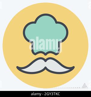 Icon Chef - Color Mate Style - Simple illustration, Editable stroke, Design template vector, Good for prints, posters, advertisements, announcements, Stock Vector