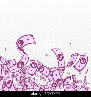 European Union Euro notes falling. Messy EUR bills on transparent background. Europe money. Appealing vector illustration. Astonishing jackpot, wealth Stock Vector