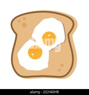 Egg on toast slice vector illustration on a white background. Stock Vector
