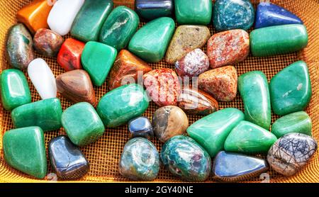 a collection of semi- precious stones Stock Photo