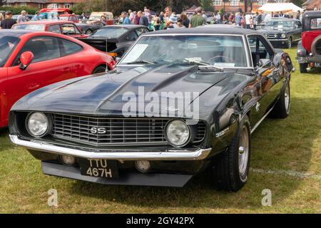 naphill, England - August 29th 2021: A black Series 1 Chevrolet Camaro. Series one cars were built between 1967 and 1969. Stock Photo