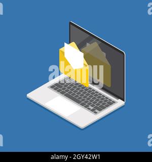 Laptop isometric view. Vector illustration Stock Vector
