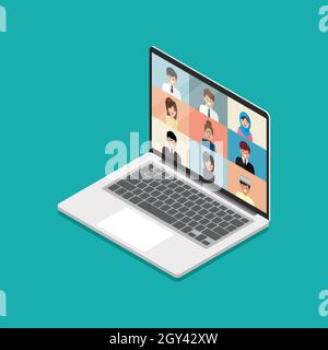 Laptop isometric view. Vector illustration Stock Vector