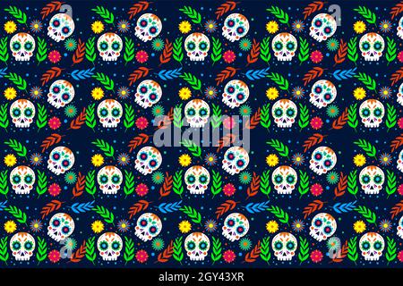 dia de muertos hand drawn pattern Stock Vector