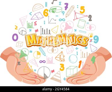 Doodle math formula with Mathematics font illustration Stock Vector