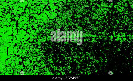 Grunge bright neon background. Green scuffs on a black wall. Stock Vector