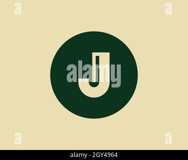 Letter J line art logo design initial concept vector. Letter J in a circle made with lines in line art logo style. Stock Vector