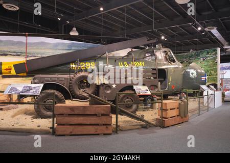 A WC-52 weapons carrier utility truck during the Korean war. At the US Army Transportation Museum at Fort Eustis, Virginia. Stock Photo