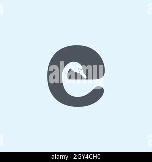 LETTERS E OR e LOGO DESIGN WITH NEGATIVE SPACE EFFECT FOR ILLUSTRATION USE Stock Vector