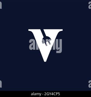 LETTERS V OR v LOGO DESIGN WITH NEGATIVE SPACE EFFECT FOR ILLUSTRATION USE Stock Vector