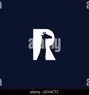 LETTERS R OR r LOGO DESIGN WITH NEGATIVE SPACE EFFECT FOR ILLUSTRATION USE Stock Vector