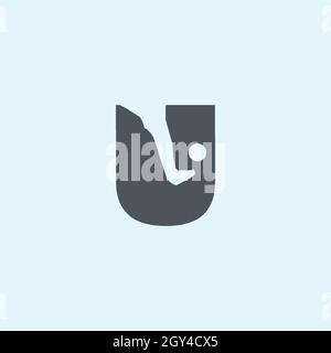 LETTERS U OR u LOGO DESIGN WITH NEGATIVE SPACE EFFECT FOR ILLUSTRATION USE Stock Vector