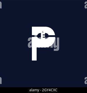 LETTERS P OR p LOGO DESIGN WITH NEGATIVE SPACE EFFECT FOR ILLUSTRATION USE Stock Vector