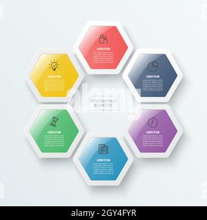 Vector illustration infographics 6 options. Template for brochure, business, web design. Stock Vector