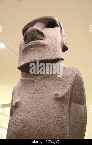 Basalt-made statue from the Easter Island displayed at the British ...