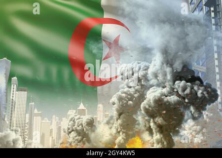 3D Flag of Algeria on a pillar Stock Photo - Alamy