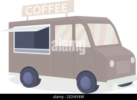 Coffee truck semi flat color vector object Stock Vector