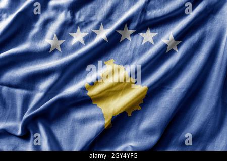 Waving detailed national country flag of Kosovo Stock Photo