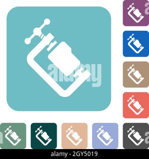 Folder compression solid white flat icons on color rounded square backgrounds Stock Vector