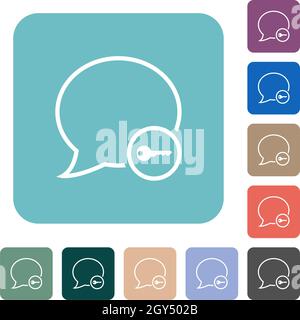Message secure outline white flat icons on color rounded square backgrounds Stock Vector