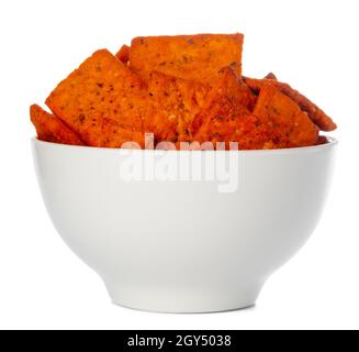 Dried bread crisps isolated on white background Stock Photo