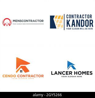 Flat home icon housing building logo design Stock Vector