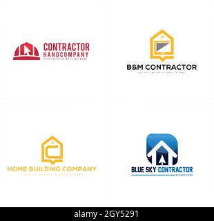 Set of home building contractor logo design Stock Vector