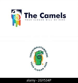 Colorful chameleon logo design vector Stock Vector