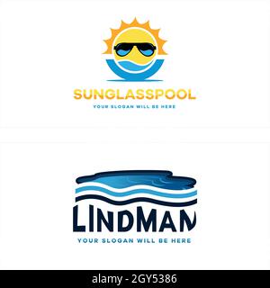Fun Swimming Pool Logo Design Stock Vector