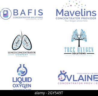 Set of oxygen concentrator respiratory logo design Stock Vector