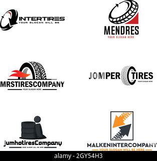 Set of car tires logo design Stock Vector