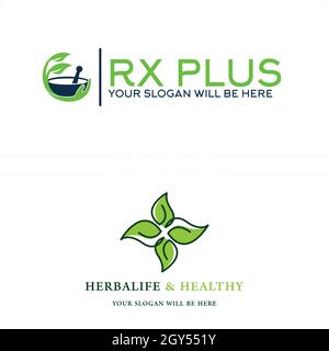 Modern leaf healthy herbal logo design Stock Vector