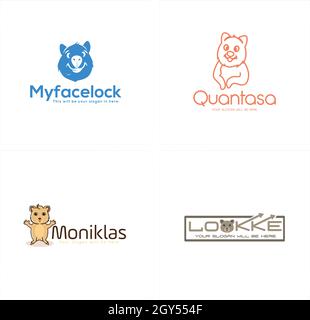 Animal children of cute icon logo design Stock Vector